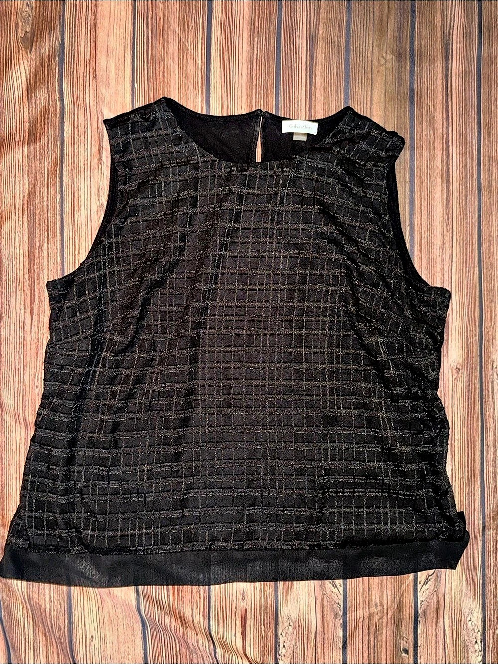 Calvin Klein Black Textured Tank Top Size Medium Like New